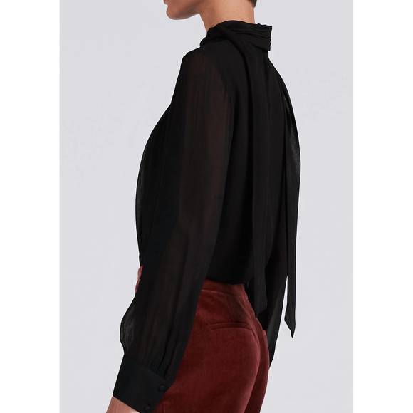 NEW DEREK LAM 10 CROSBY valentine neck tie blouse in black - Picture 4 of 5